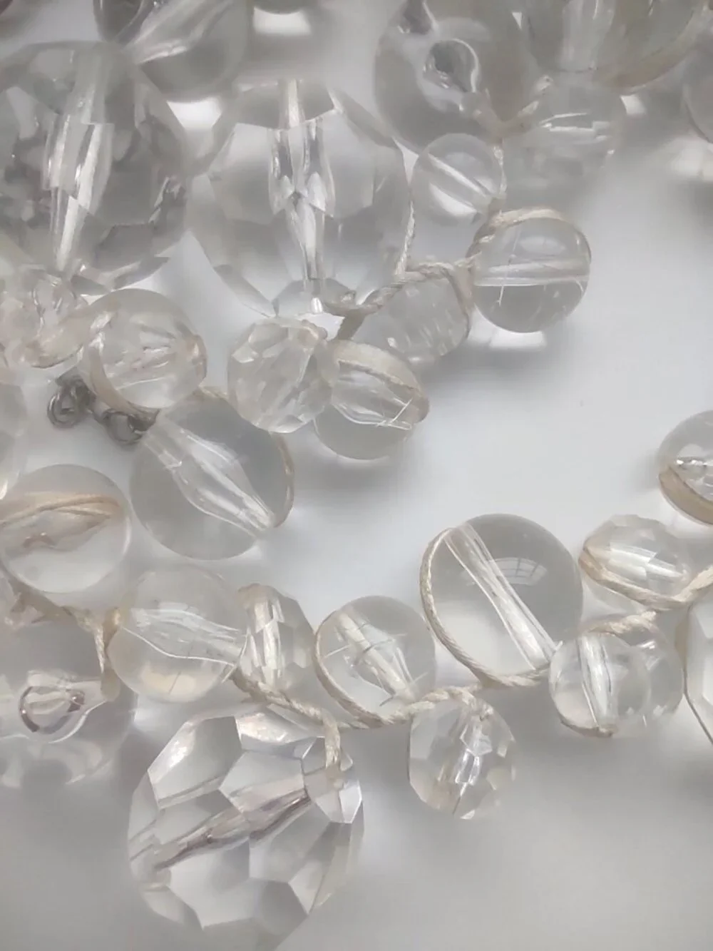 Vintage Clear Crystal Beaded Statement Necklace 15” Bridal Glam